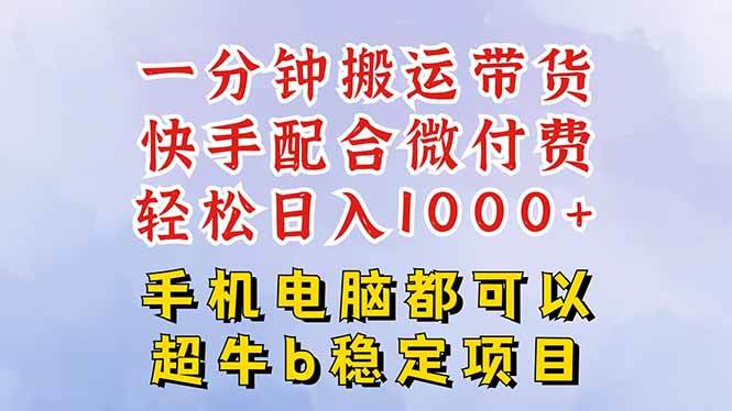 (16285期)快手黑科技一分钟搬运带货,一刀不剪过原创,微付费投流玩法,轻松日入…