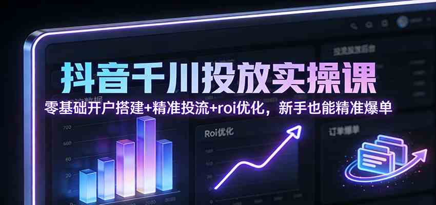 抖音千川投放实操课：零基础开户搭建+精准投流+roi优化，新手也能精准爆单