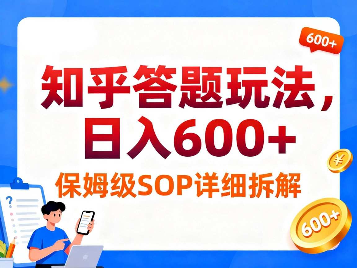 知乎答题玩法,日入6张,保姆级SOP详细拆解